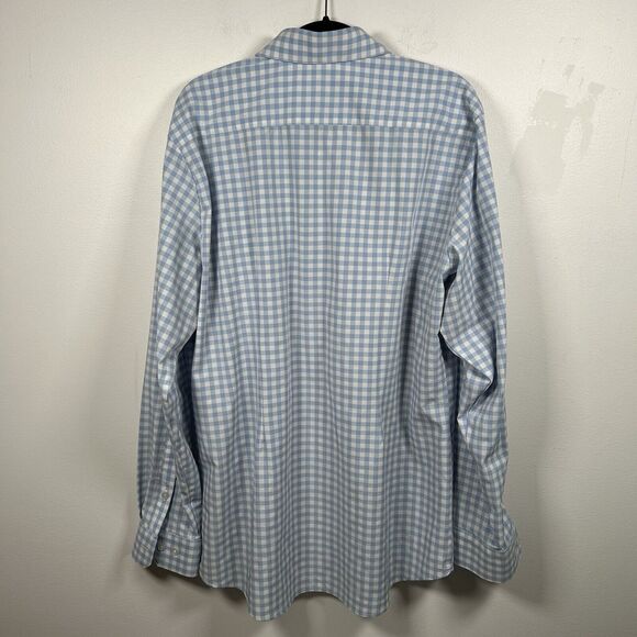 Mizzen Main Shirt Mens 2XL Blue Plaid Button Up Performance Trim Fit Stretch - Picture 3 of 6